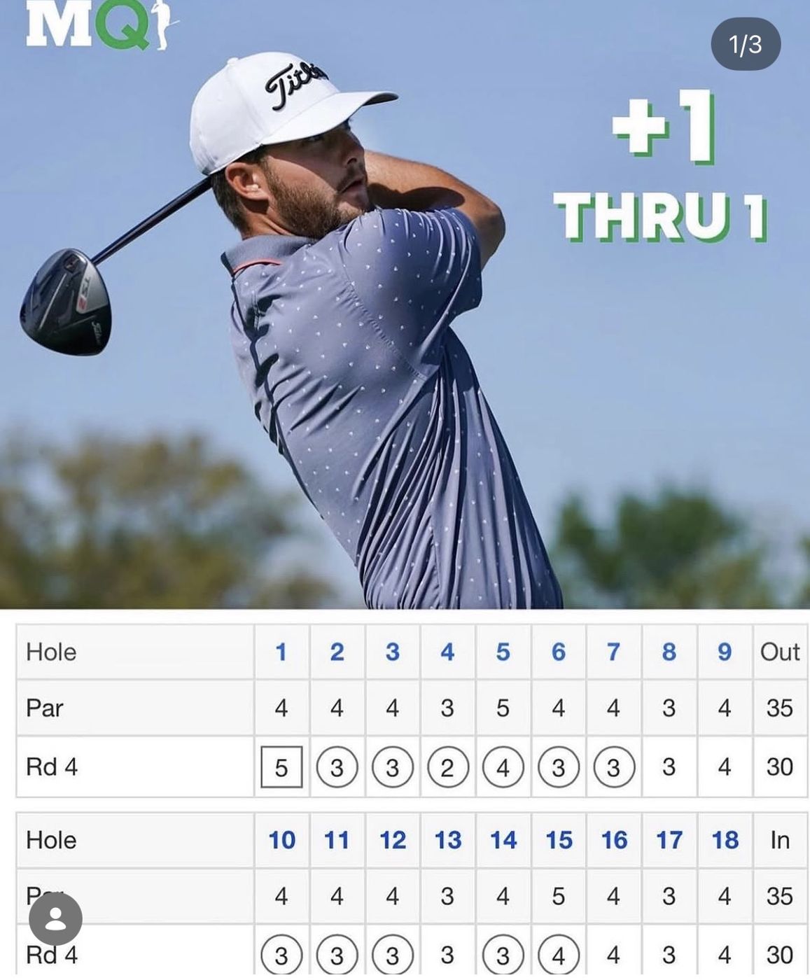 Final-round scorecard: 30 out, 30 in, for a 60